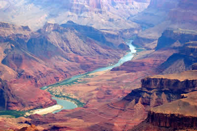 The South Rim of Grand Canyon National Park with the Colorado River in view