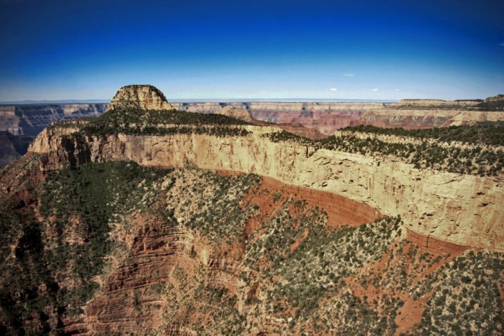 a canyon with a mountain in the background