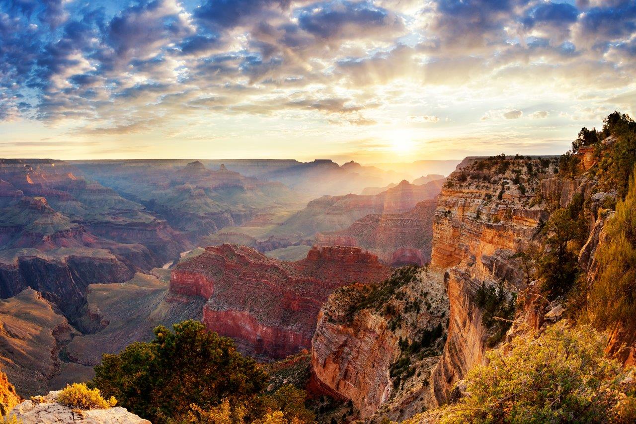 a canyon with a mountain in the background