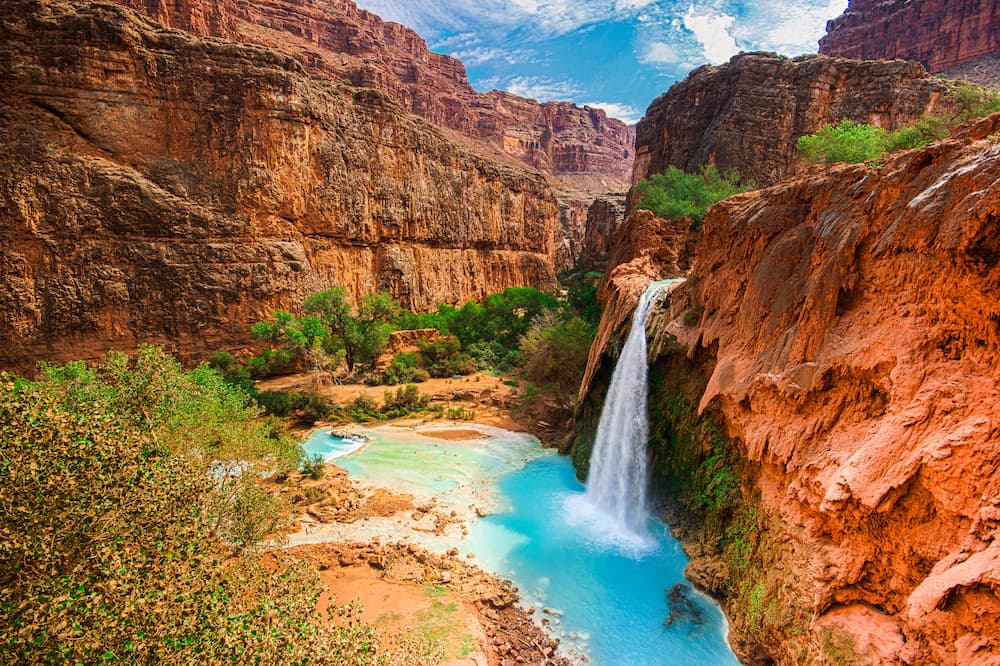 A waterfall and resting pool in the Grand Canyon